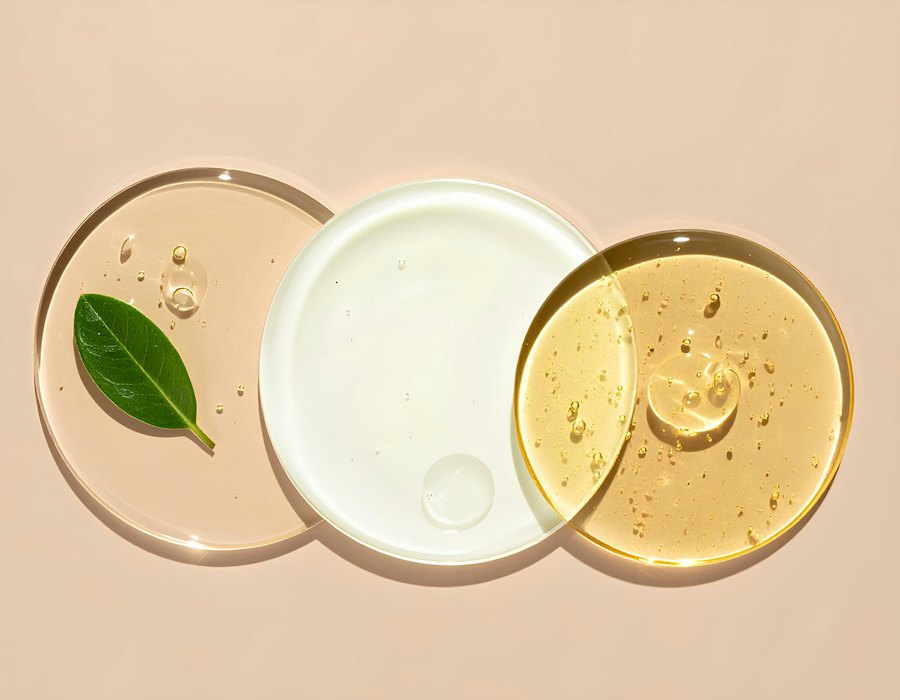 Serum and gel textures on glass discs
